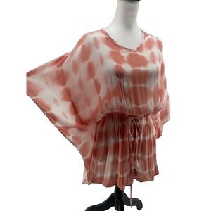 Shiraleah Swim Cover Up Women's One‎ Size Coral Tie Dye Boho Beach Resortwear